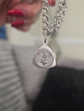 ELCO sterling Bridesmaid Silver Charm Bracelet Necklace